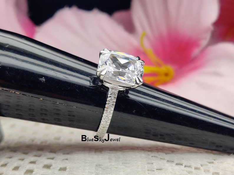 Cushion Cut Ring CZ Wedding Ring Solitaire Engagement Ring 4.50ctw Engagement Ring 14K Gold Plated Anniversary Ring -Cocktail Ring