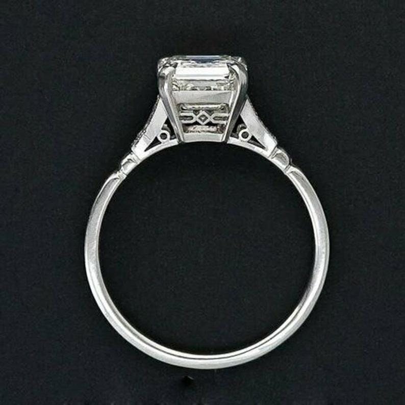 2.70Ctw Asscher Cut Engagement ring Asscher Solitaire Ring Etsy