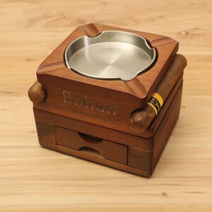 Personalized Cigar Ashtrays, Wooden Cup Holder, Gift for Dad, Him, Boyfriend, Man Birthday Gift, Christmas Gift