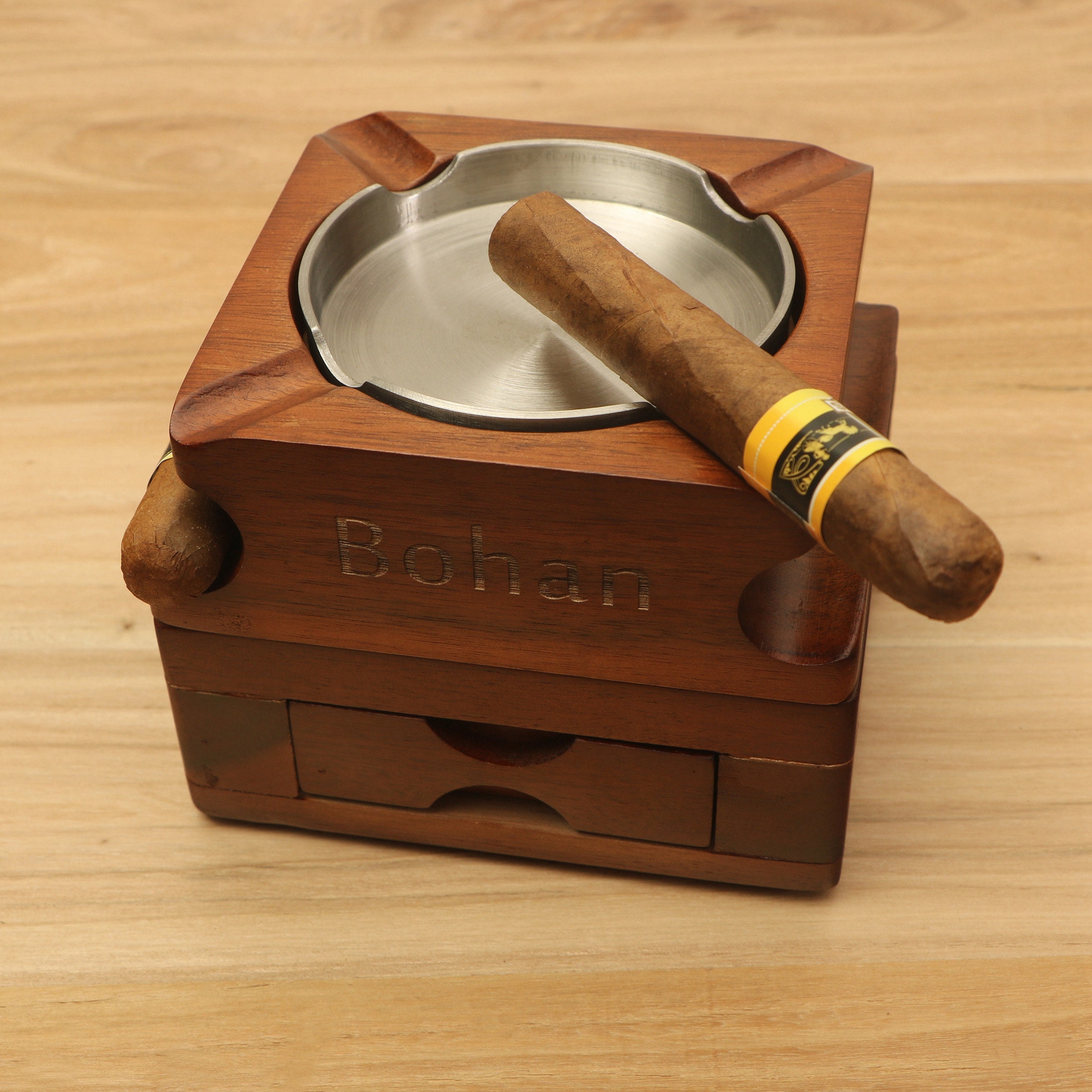 Engraved Cigar Ashtray and Whiskey Glass Holder, Gift for Dad, Husband ...