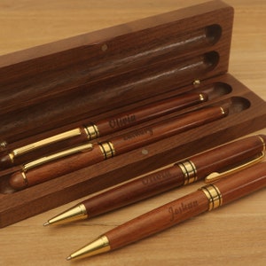 Personalized Wood Pen, Engraved Wood Gift Pen with Wood Box, Corporate Gift, Christmas Gift, Gift for Kids, Students, Birthday Gift