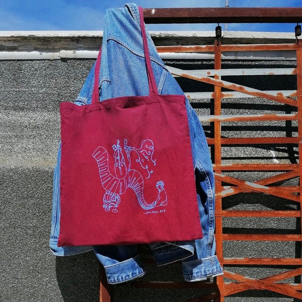 bolsos de mano ecológicos, estampado de seda - "Que la música juegue"