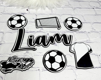 Personalisierter Fußball Tortenstecker: Glitter Birthday Party Dekor