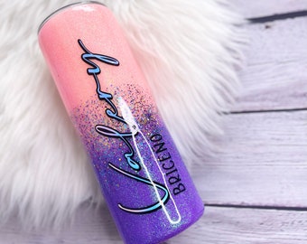 Vaso con purpurina rosa/violeta、vaso con purpurina epoxipersonalizado、Vaso con purpurina con epoxi、Vaso deresina Personalizado、Vaso con purpurina ombré Personalizado