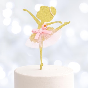 Topper na tort z baletnicą na przyjęcia urodzinowe dla dziewczynek o tematyce baletu, tutu i dekoracji imprezowych