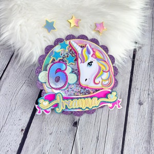 Unicorn cake topper, personalized Unicorn Cake Topper, Unicorn Party Decorations, Custom Shaker unicorn cake topper, Rainbow Unicorn Cake