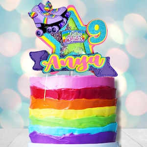 Neon Roller Skate Cake Topper: 80s Birthday Party Decoration