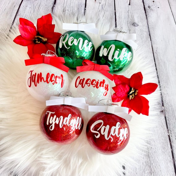 Personalized Glitter Christmas Ornament: Custom Name Ornament