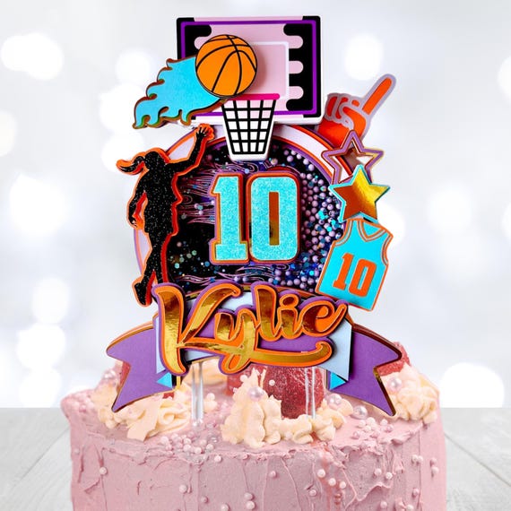 Set De 10 Décors De Gâteau Anniversaire – Thème Basket-Ball – Accessoires Acryliques Et Papier Pour Cupcakes Et Desserts