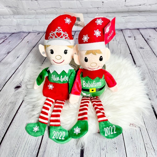 Personalized Christmas Elves, Boy Elf Girl Elf,  Holiday Elves Plush, Christmas Elf, baby 1st Christmas, Christmas gifts, personalized Elf