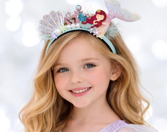 Meerjungfrau glitter Krone Stirnband für Geburtstag Mädchen Party, Tiara Haar Accessoire Ocean Theme