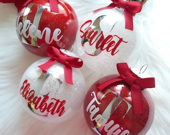 Personalized Christmas ornaments, name ornaments, Christmas gifts, Christmas monogram ornament, Glitter ornaments, personalized ornament