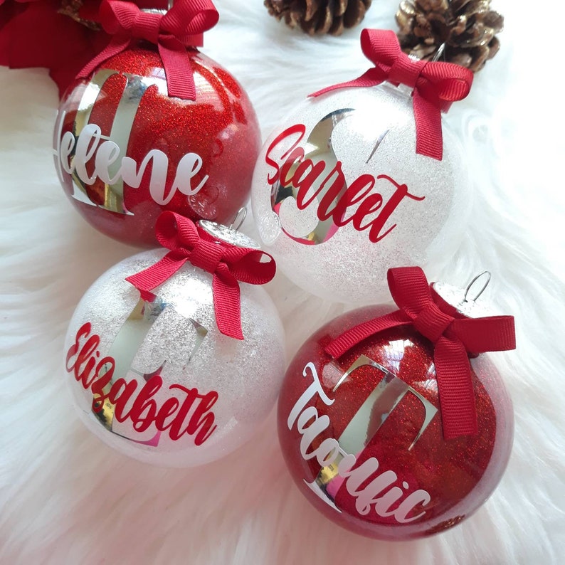 Personalized Christmas ornaments, name ornaments, Christmas gifts, Christmas monogram ornament, Glitter ornaments, personalized ornament 