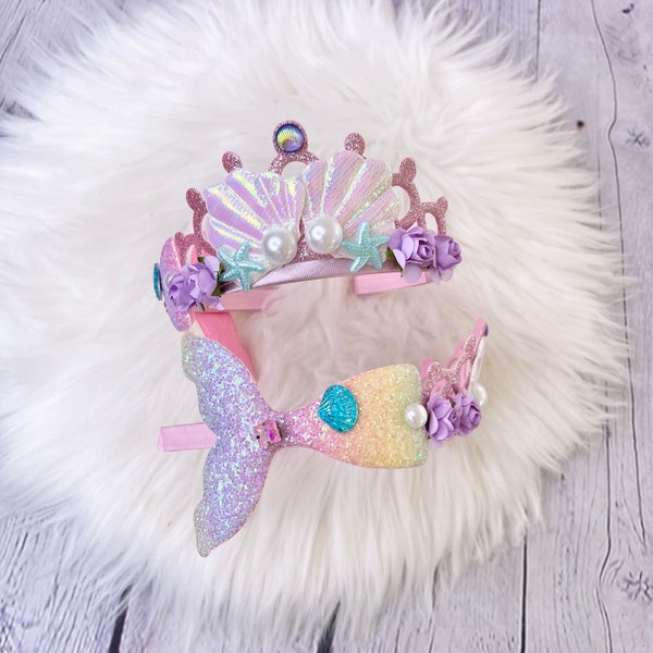 Mermaid Crown for girls, Mermaid Birthday Party, Little Mermaid tiara, Ariel Crown, Mermaid Ariel Headband, princess crown ariel