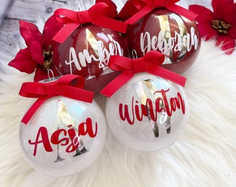 Monogramam Christmas ornaments, name ornaments, Christmas gifts, personalized Christmas ornament, Glitter ornaments, christmas ornament