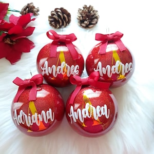 Personalized Christmas ornaments, name ornaments, Christmas gifts, Christmas monogram ornament, Glitter ornaments, personalized ornament