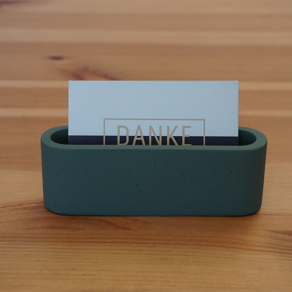 Concrete business card holder, minimalist design, Russian green; Card holder