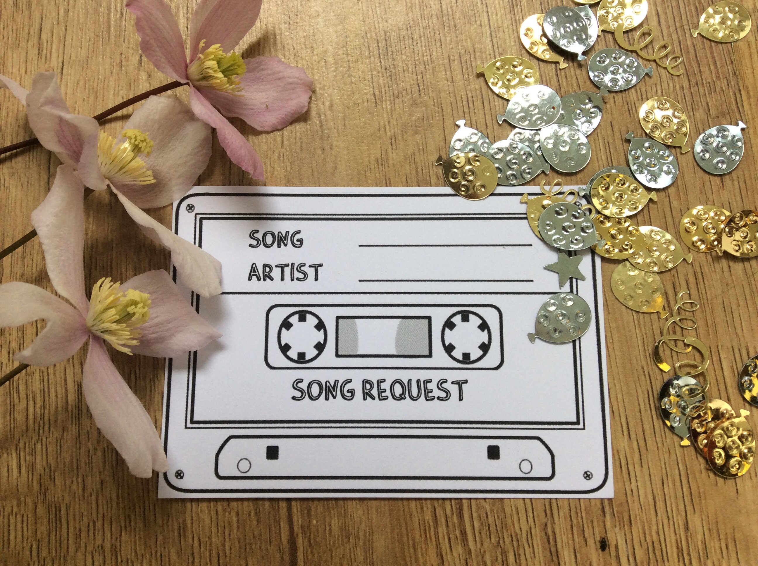 Wedding Song Request Cards Printable Cassette Tape Shape A7 Size wedding-song-request-cards-printable-cassette-tape-shape-a7-size