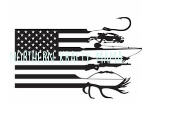 Download Hunting Fishing Flag Etsy