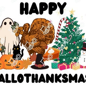 Happy Hallothanksmas - Halloween Thanksgiving Christmas PNG - Holidays PNG - all holidays png