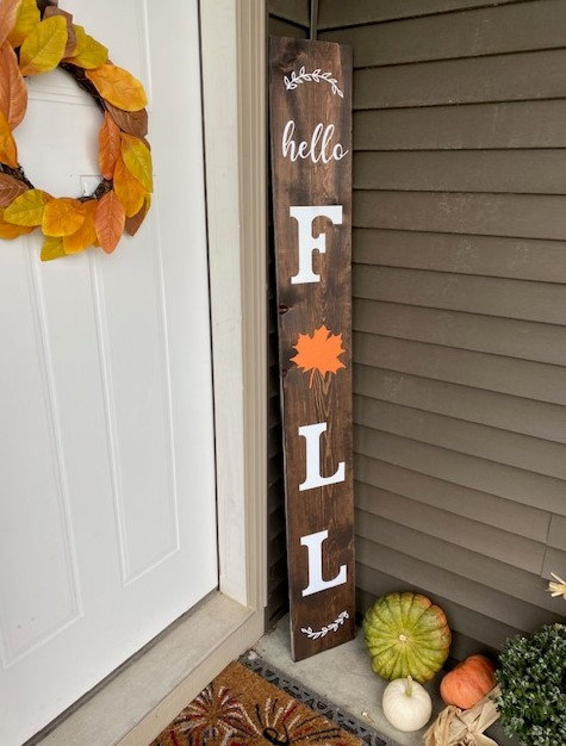 Fall Porch Sign Hello Fall Welcome Signs Porch Leaner | Etsy