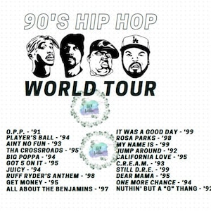 90s Hip Hop World Tour PNG - World Tour Tee - Biggie Small - Tupac Rap Shirt