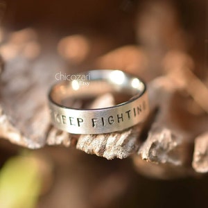 5mm Always keep fighting HQ stainless steel ring hand stamped Personalized Comfort Fit