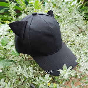 All Black cat ear on black cap Cosplay hat Nekomimi neko hat