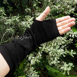Black Arm Warmers Fingerless with Thumbhole Halloween Emo Goth cosplay harajuku