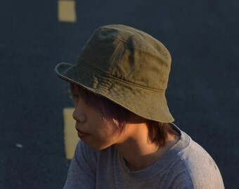 Olive green Bucket Hat HQ thick fabric