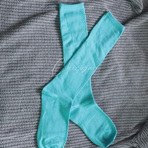 Bright teal socks under the knee socks Halloween Costume / cosplay sock