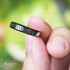 Always keep fighting stainless steel ring edge hand stamped-personaliztion available