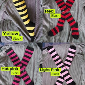 65cm Pastel Green and White Striped Over-the-Knee Socks image 9