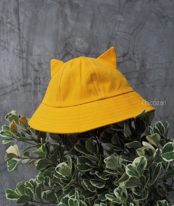 Yellow Round Bucket Hat With Cat Ears -  Canada