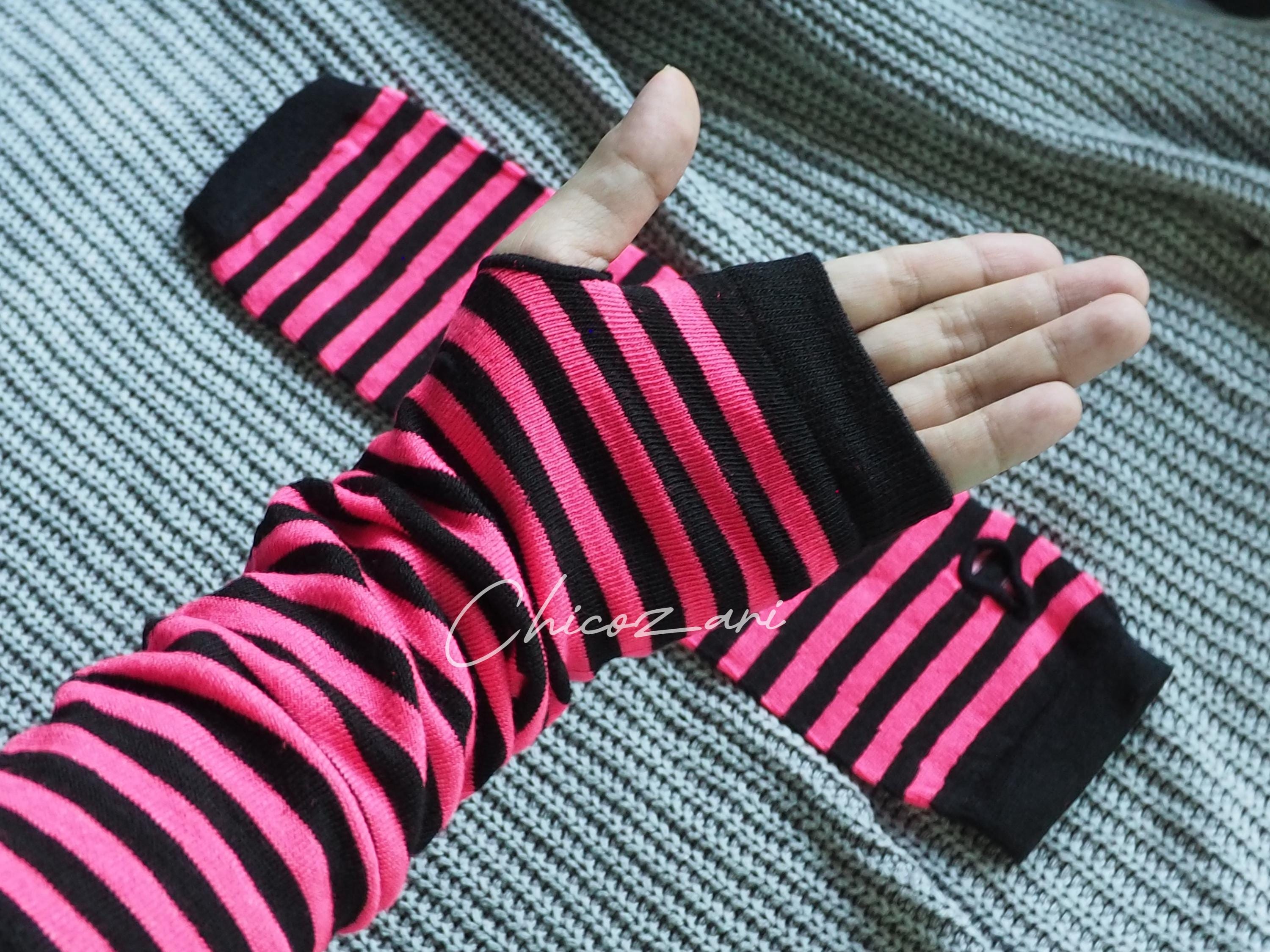 Pink Striped Arm Warmers - Etsy