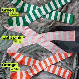 65cm Pastel Green and White Striped Over-the-Knee Socks image 8