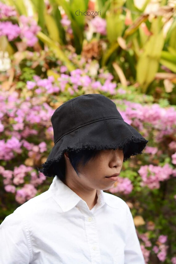 Black Unravel Edge Bucket Hat HQ Thick 
