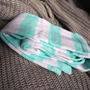 65cm Pastel Green and White Striped Over-the-Knee Socks image 2