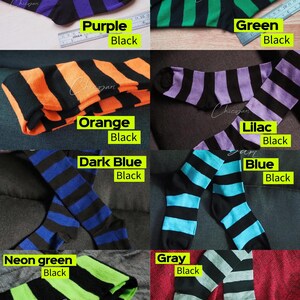 65cm Pastel Green and White Striped Over-the-Knee Socks image 7
