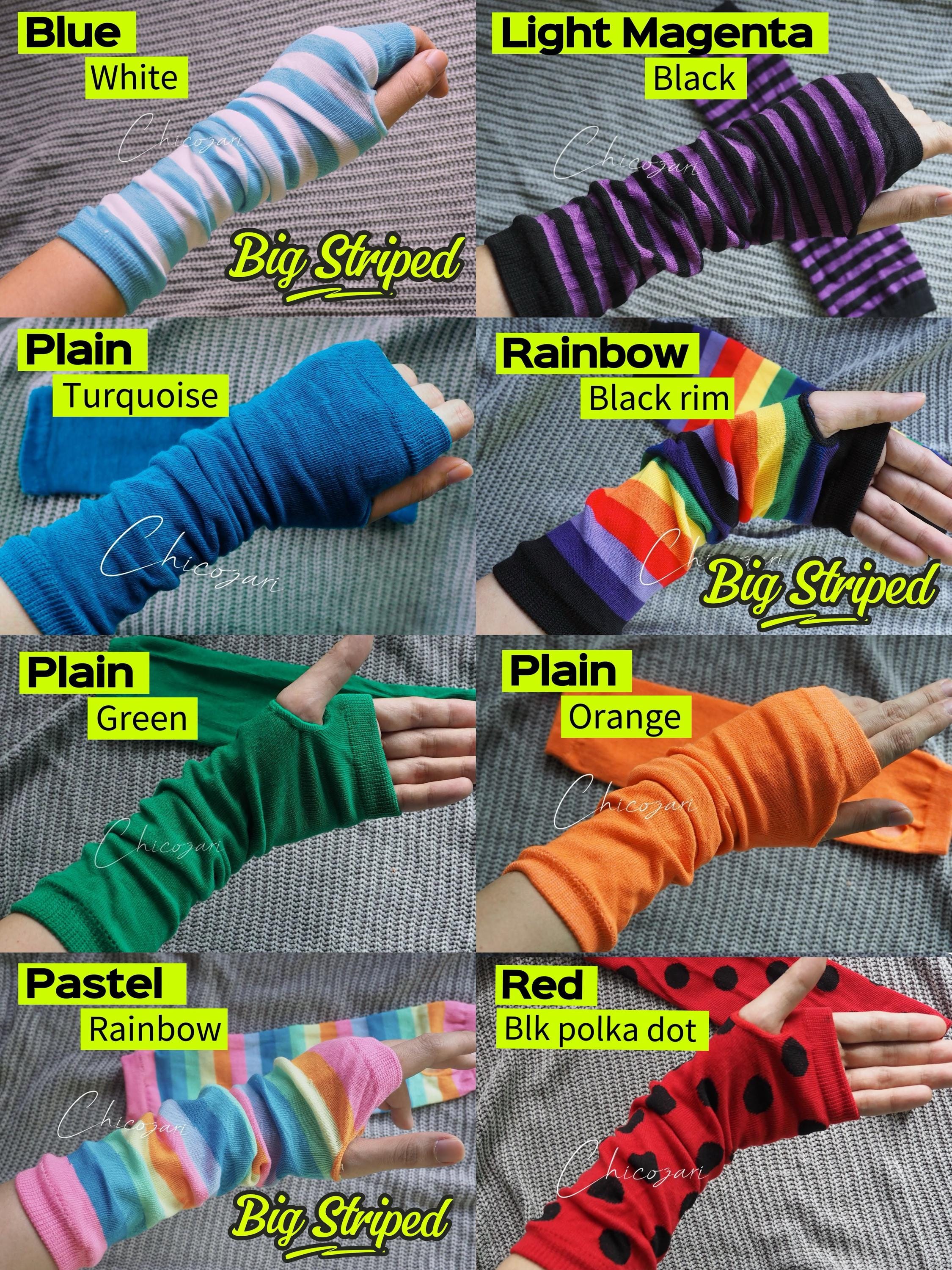 小物 nagonstans Bi-Color Arm Warmer Striped Red Black Arm Warmers Fingerless With Thumbhole Halloween