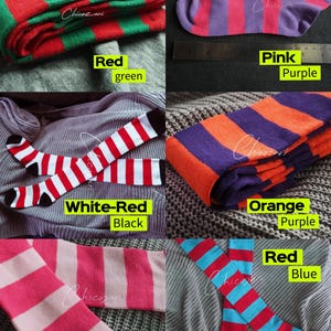 65cm Pastel Green and White Striped Over-the-Knee Socks image 6