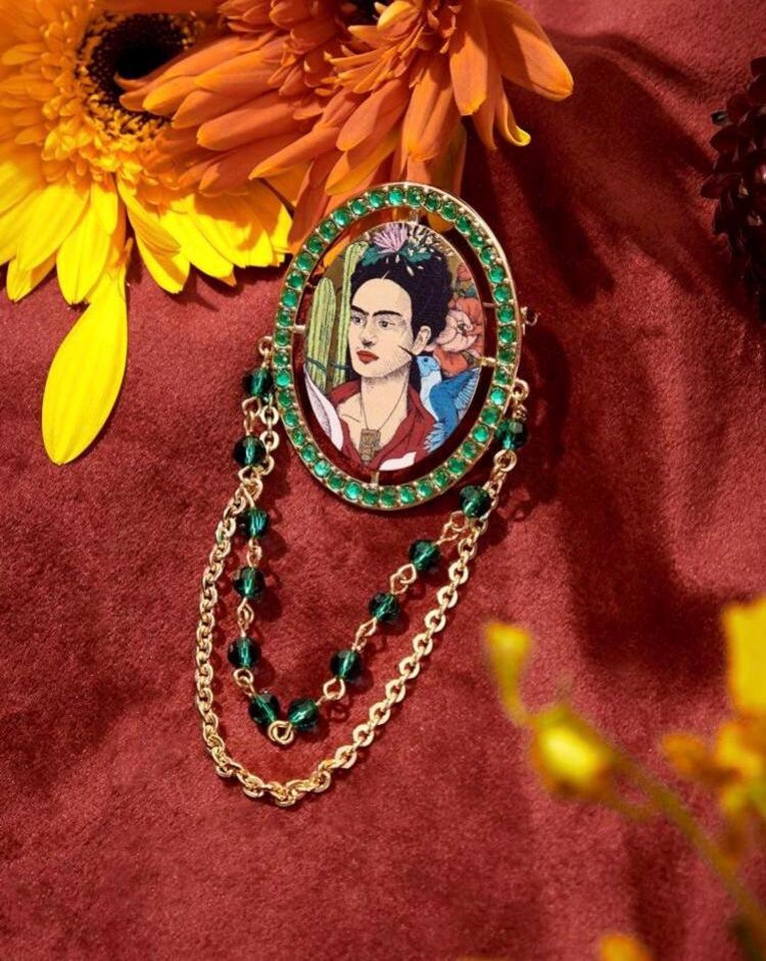 Broche retro vintage frida kahlo rockabilly pin up féministe - Un grand marché