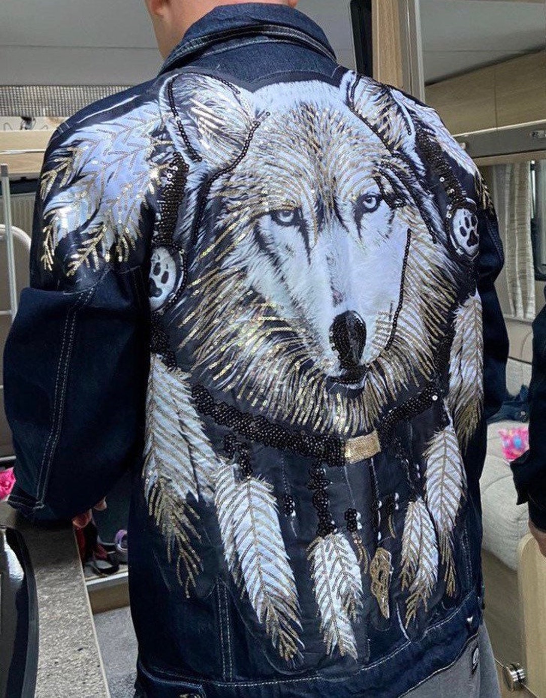 Wolf Denim Jacket - Etsy Canada