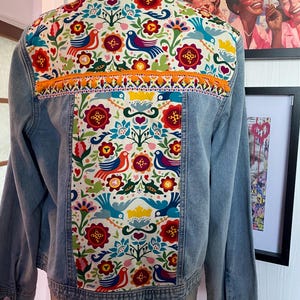 Mexican/Frida inspired embellished denim jacket