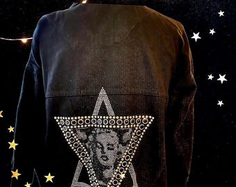 Reworked black denim jacket