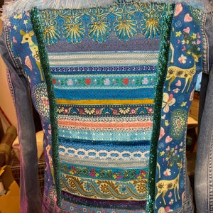 Boho inspired reworked denim jacket