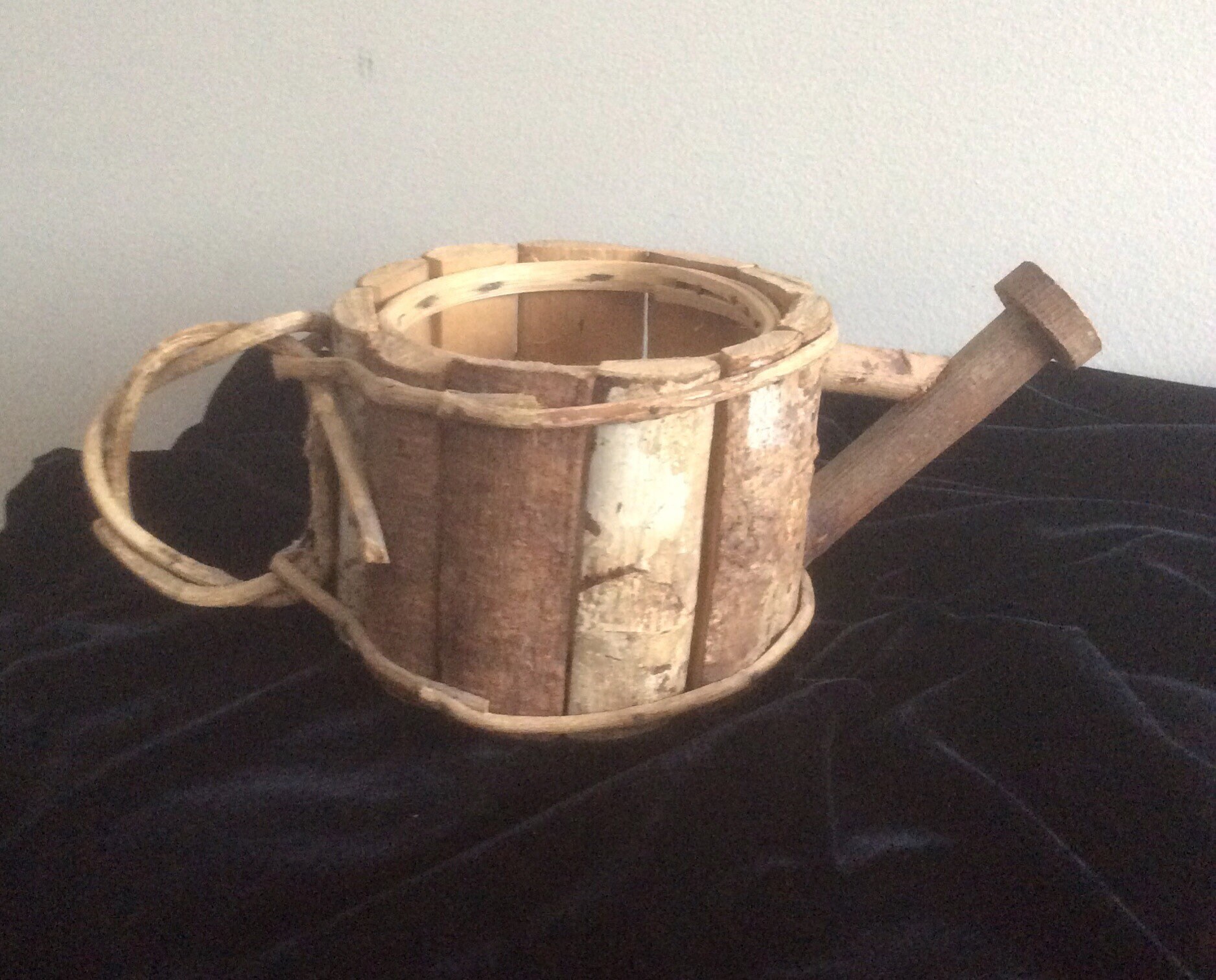 Rustic Wood Watering Can Planter Decor Etsy