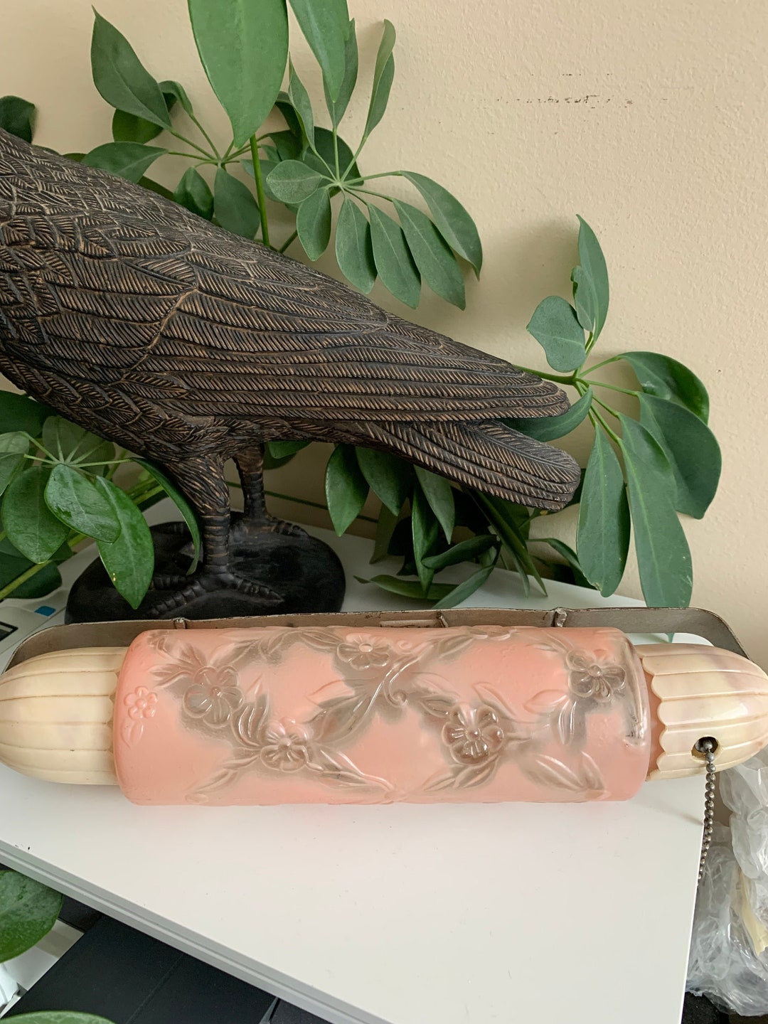 Antique Pink Satin Glass Headboard/bed Lamp Etsy