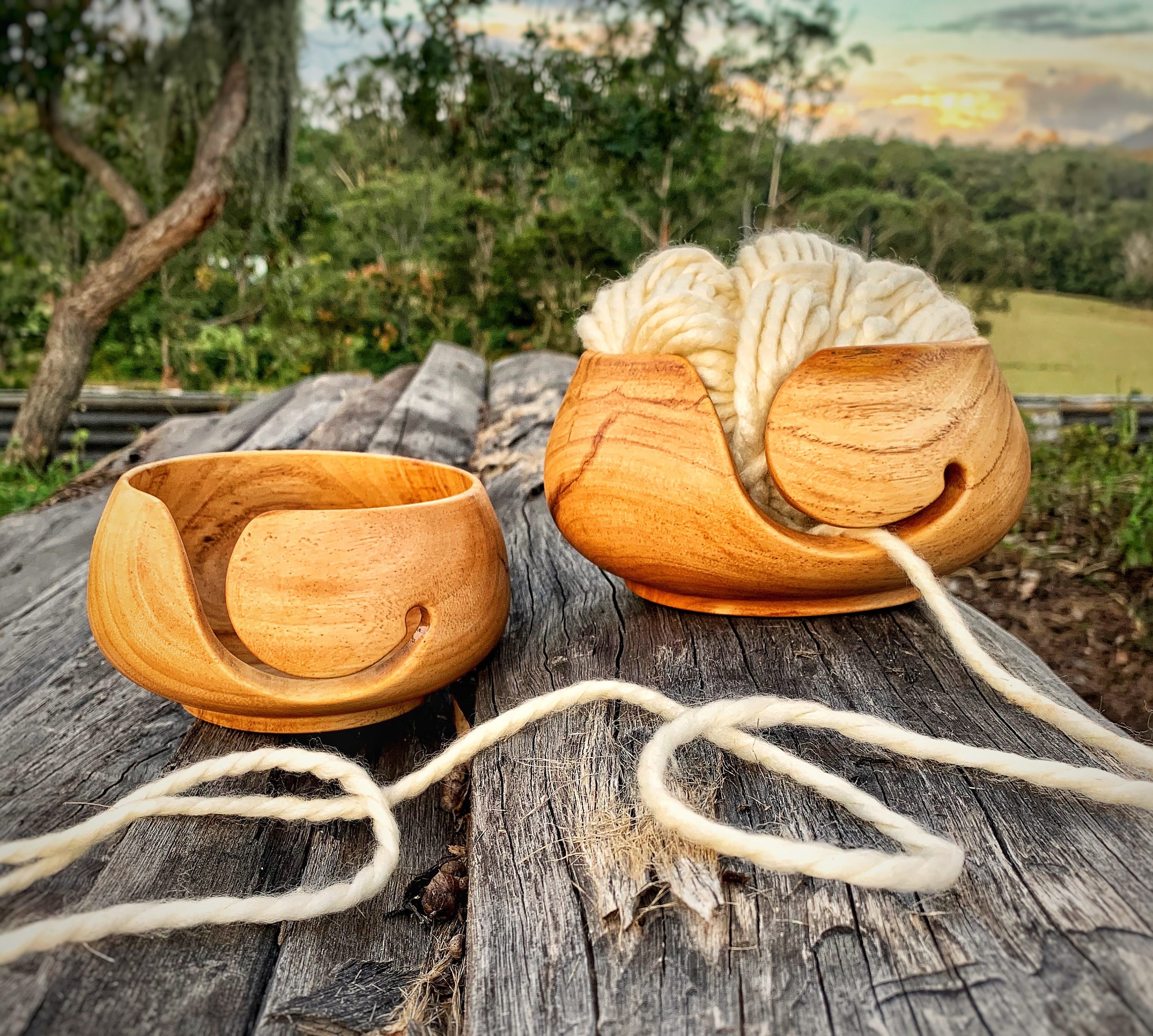 Wooden Yarn Box Large Yarn Bowl Crochet Bowl Holder Gifts for