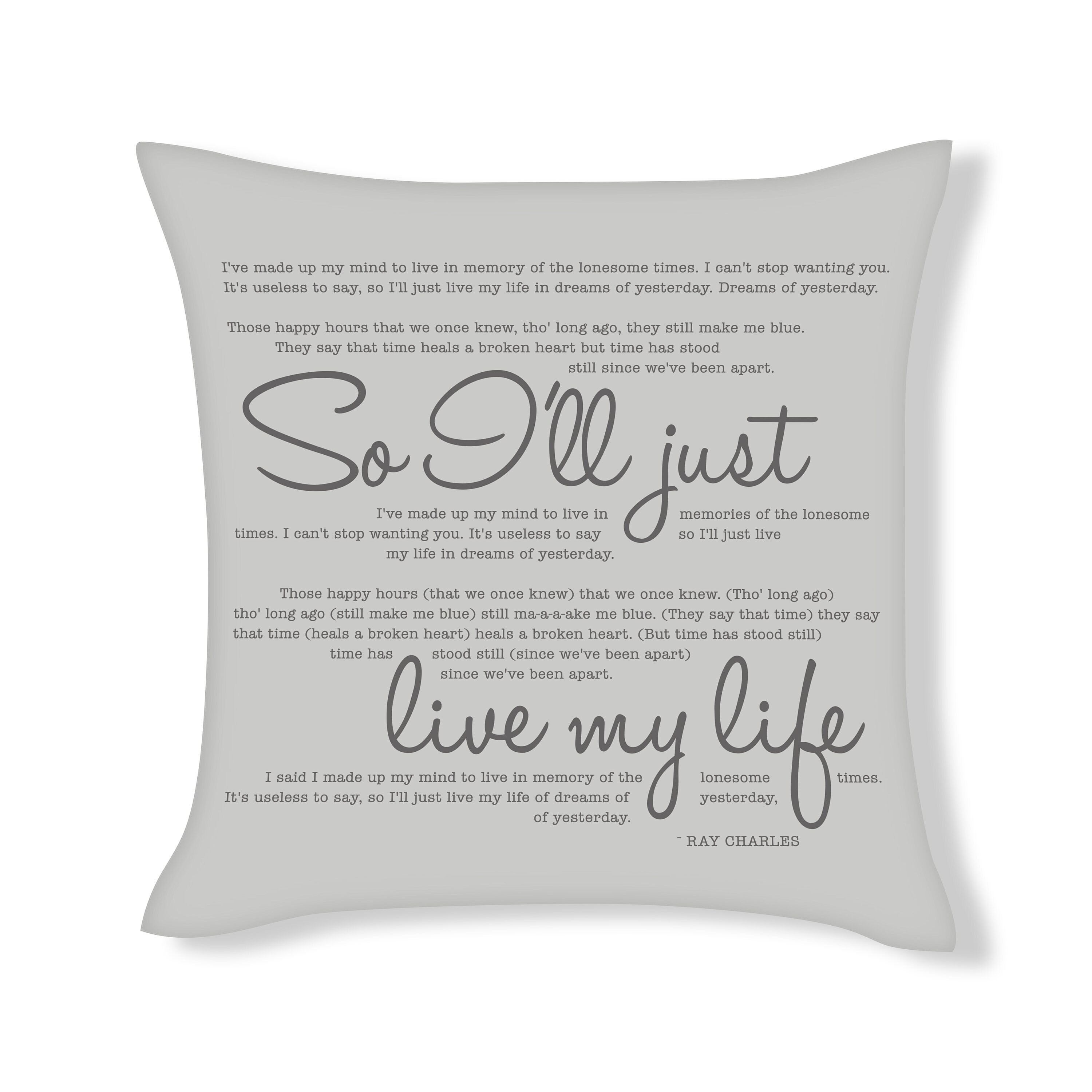 So Ill Just Live My Life Song Lyrics Cushion Cover Etsy